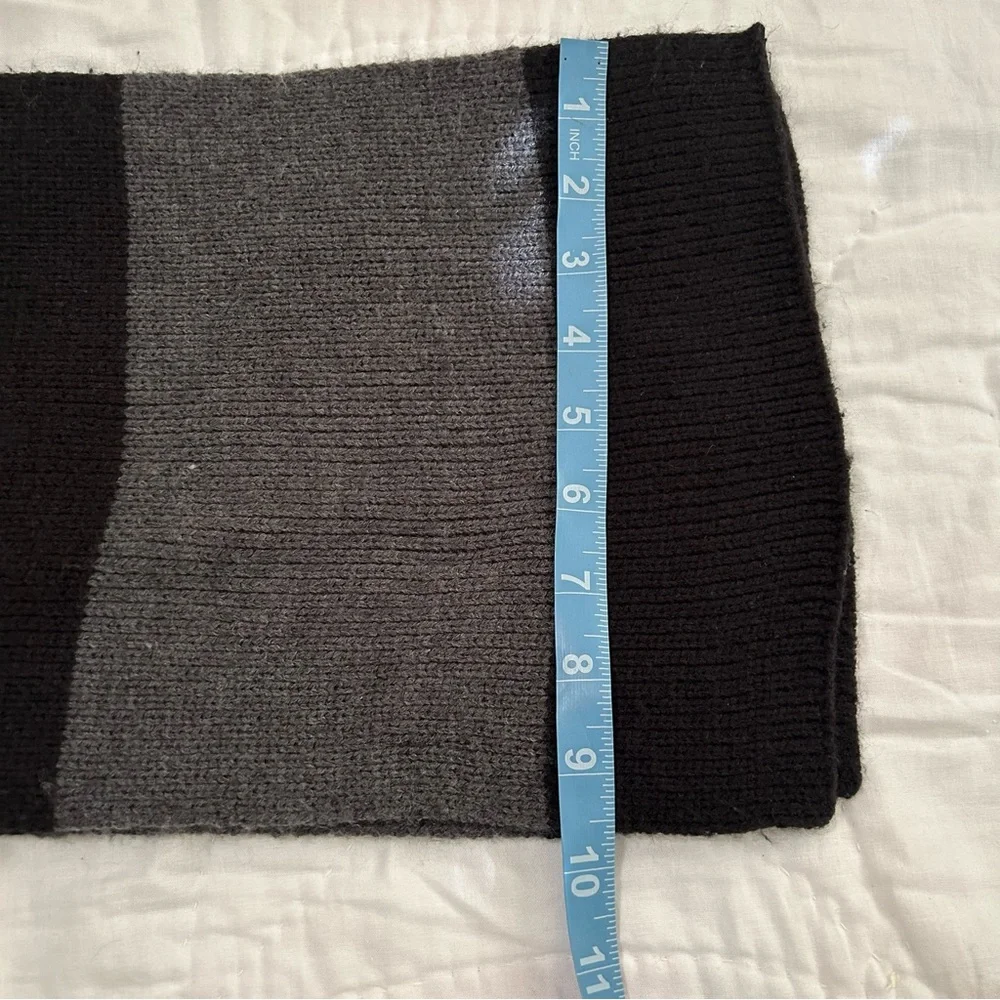 Polo Ralph Lauren Scarf Mens Rugby Stripe Black & Gray White Pony Wool Blend